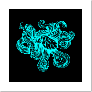 Neon Octopus Posters and Art